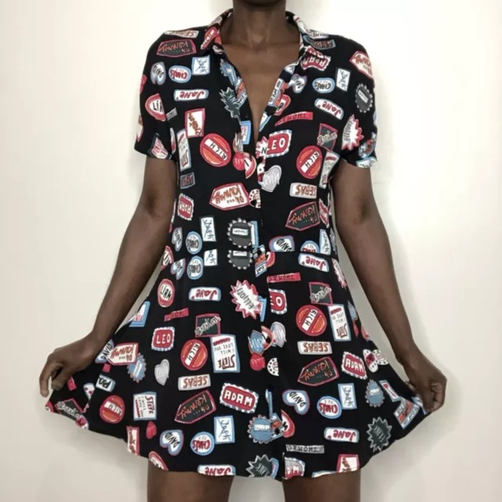Zara Black Graphic Print Dress - Picture 2 of 15